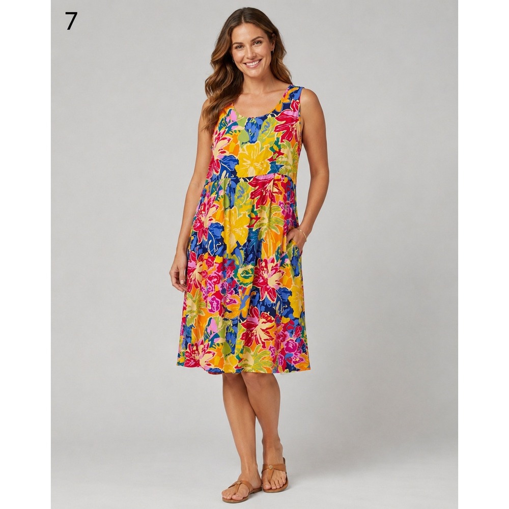 Vintage Hilo Hattie Hawaiian Dress Medium Yellow Hibiscus Print Crinkle Rayon